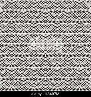 Vector Seamless Black And White Circles Halftone Mosaic Pattern Stock Vector