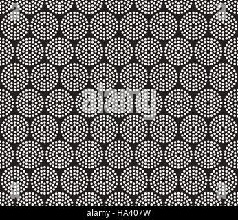 Vector Seamless Black And White Halftone Circles Pattern Stock Vector