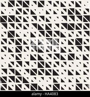Vector Seamless Black And White Triangle Irregular Grid Geometric Pattern Stock Vector