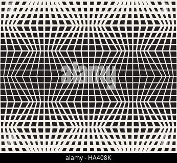 Vector Seamless Black And White Retro Geometric Line Grid Pattern Stock Vector