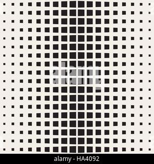 Vector Seamless Black And White Halftone Gradient Rectangles Pattern Stock Vector