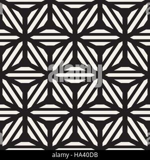 Vector Seamless Black And White Star Lines Grid Pattern Stock Vector