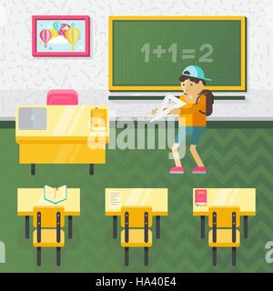 Vector Flat Style School Class Illustration Stock Vector
