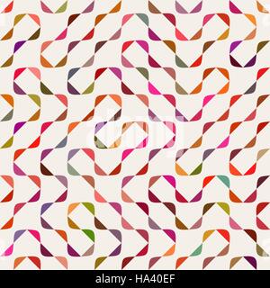 Vector Seamless Multicolor Maze Arcs Geometric Pattern Stock Vector