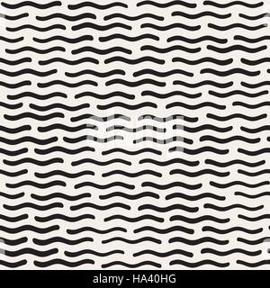 Vector Seamless Hand Drawn Wavy Horizontal Lines Pattern Stock Vector