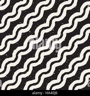Vector Seamless Hand Drawn Diagonal Wavy Lines Grunge Pattern Stock Vector
