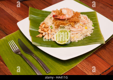 Thai fried rice with prawn Stock Photo