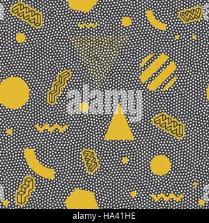 80s retro seamless pattern. 1990 background style. Hipster colorful geometric shape. Vector illustration. Memphis style for fashion. Stock Vector