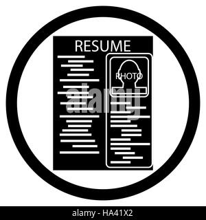 Resume black white icon. Cv icon and paper career icon resume template. Vector illustration Stock Photo