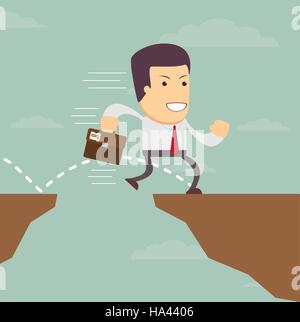 businessman jump through the gap Stock Vector