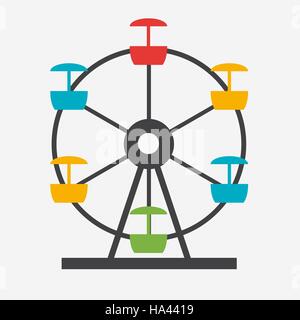 Ferris Wheel Icon Silhouette. Entertainment Round Attraction. Ve Stock Vector