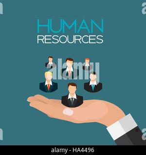 Human Resources Concept Flat Design. Vector Illustration Stock Vector