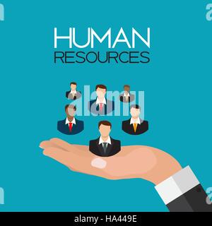 Human Resources Concept Flat Design. Vector Illustration Stock Vector