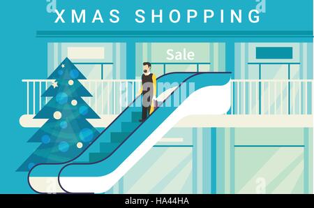 Christmas shopping mall Stock Vector
