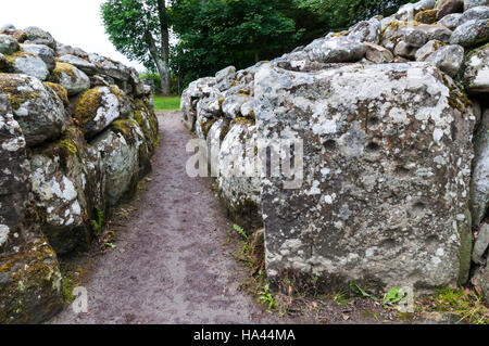 Cup and ring marks on the South-West Passage Grave at Balnuaran of Clava near Inverness. Stock Photo