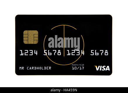 Visa credit card with a smart chip  on a white background Stock Photo