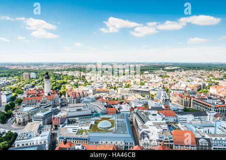 Panoramic view of Leipzig (in Germany) from the mdr Tower Stock Photo