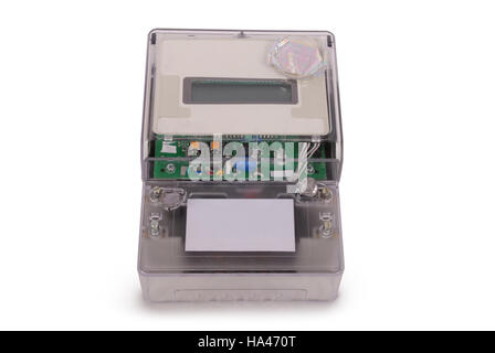 Electric two-tariff meter with clipping path Stock Photo