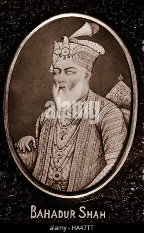 An old painting of the Mughal Emperor Bahadur Shah Jaffar. Stock Photo