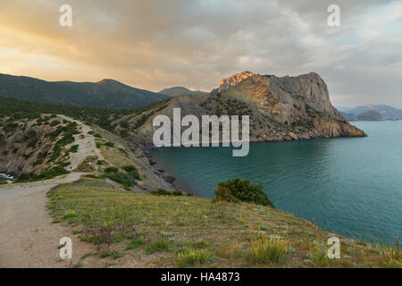View on Mount Koba-Kaya from Cape Kapchik in Black Sea. Crimea. Stock Photo