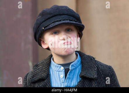 Portsmouth, Hampshire, UK 27 November 2016. Thousands visit the Victorian Festival of Christmas at Portsmouth Historic Dockyard for the entertainment, characters dressed in olden days and the Christmas market. Street urchin. Credit:  Carolyn Jenkins/Alamy Live News Stock Photo