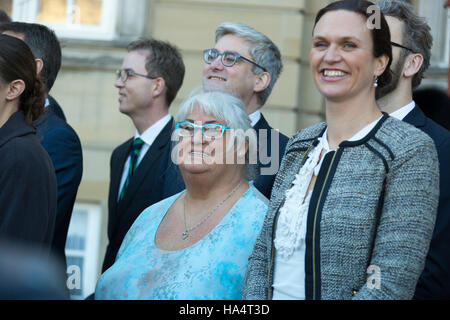 Copenhagen, Denmark. 28th Nov, 2016. Two of the new ministers in the Danish Government: Thyra Frank and Merete Riisager, both representing Liberal Alliance. Credit:  Jacob Crawfurd/Alamy Live News Stock Photo