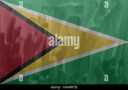 Guyana painted / drawn vector flag. Dramatic, unusual look. Vector file contains flag and texture layers Stock Vector