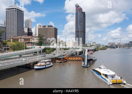 Riverside Expressway and North Quay from Victoria Bridge, South Bank, Brisbane, Queensland, Australia Stock Photo