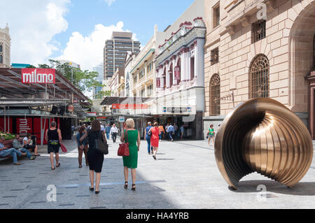 Pedestrianised Queen Street Mall, Brisbane City, Brisbane, Queensland, Australia Stock Photo