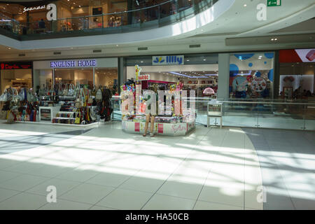 Burgas, Bulgaria - JUNE 23, 2016: Burgas Mall Galleria the largest shopping center in Bulgaria which hundreds of shoppers and tourists visit every day Stock Photo