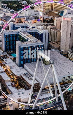Aerial view of Linq Hotel the Strip, Las Vegas, Nevada, USA Stock Photo