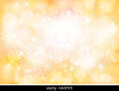 Yellow texture background bokeh and the firework Stock Vector