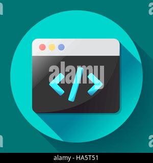 Coding icon vector flat program code icon app. Stock Vector