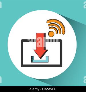 hand with mobile device wifi download vector illustration eps 10 Stock Vector