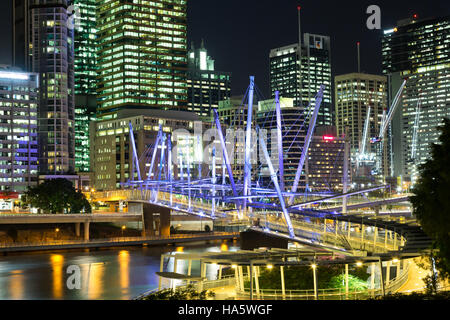The Kurilpa footbridge links the Roma Street area of the CBD with Brisbane’s South Bank. Stock Photo