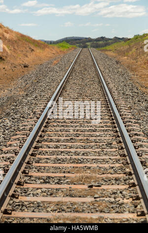 Railway going to horizon. Can be used as impression of moving forward to the future Stock Photo