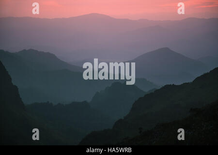 Mountain sunset sky, Doi Luang Chiang Dao, Thailand. Stock Photo