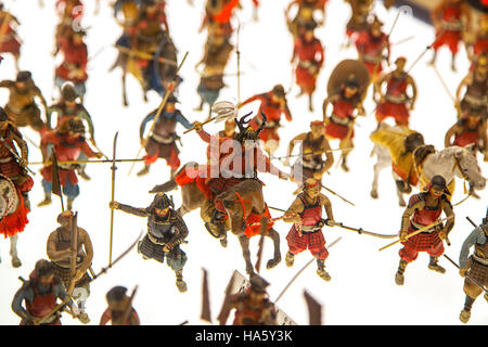 OSAKA, JAPAN - OCTOBER 9, 2016: Miniature soldiers at Osaka castle in Japan. The castle is one of Japan's most famous landmarks and it played a major Stock Photo