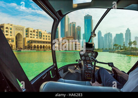 Helicopter in Dubai Stock Photo