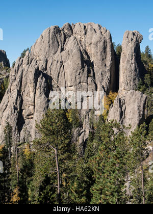 Spires near Needles Eye Tunnel, Needles Highway, Custer State Park, Custer, South Dakota. Stock Photo