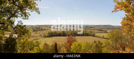 Overlook of rural Tennessee countryside in fall from Baker Bluff Overlook on Natchez Trace Parkway. Stock Photo