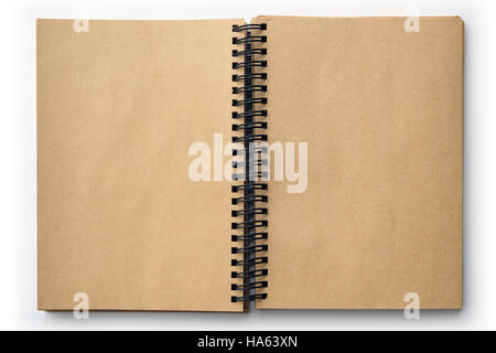 Open old book with blank pages isolated on white Stock Photo