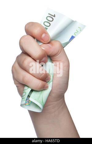 eurowy crushed one hundred dollar bill, a gesture crisis Stock Photo