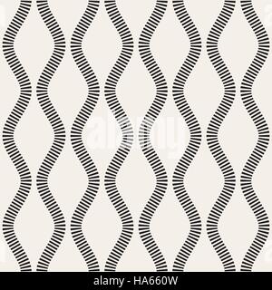 Vector Seamless Black and White Vertical Stripy Wavy Lines Pattern Stock Vector