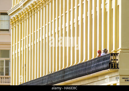 Regency apartments on Hove seafront on a bright spring morning Stock Photo