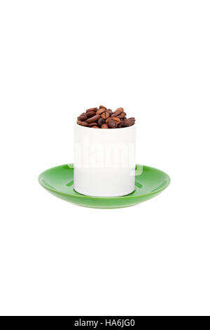 White ceramic cup with coffee beans inside Stock Photo