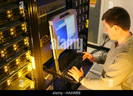 An image of the MPA-CINT server cluster at Los Alamos National Laboratory, demonstrating cutting-edge technology used for scientific research and technological advancements in the national laboratory setting. Stock Photo