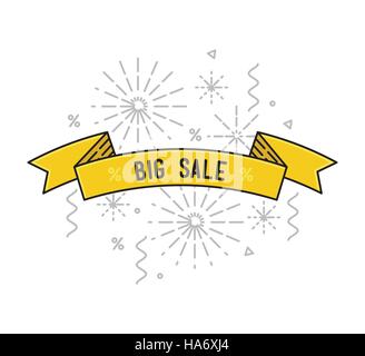 Sale shining banner, colorful background in flat style Stock Vector