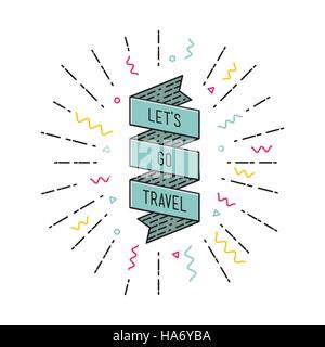 Lets go travel. Inspirational vector illustration, motivational quotes flat Stock Vector