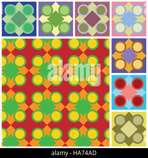 Multicolored geometric compositions of circles of different diameters, and squares. Stock Vector